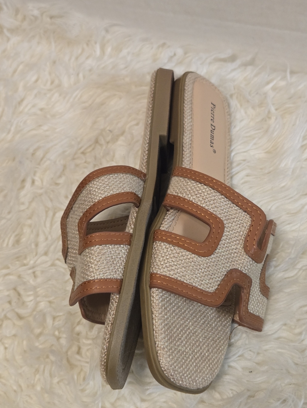 Casual Brown & Beige Slide Sandals - Women - Picture 8 of 10